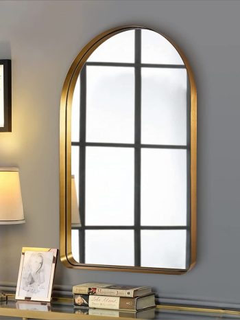 BRASS ARCHED DECORATIVE MIRROR