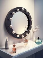 HIGH GLOSS BLACK ROUND MIRROR - Image 2